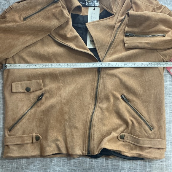 Mink Pink Faux Suede Moto Jacket size L - Picture 4 of 7